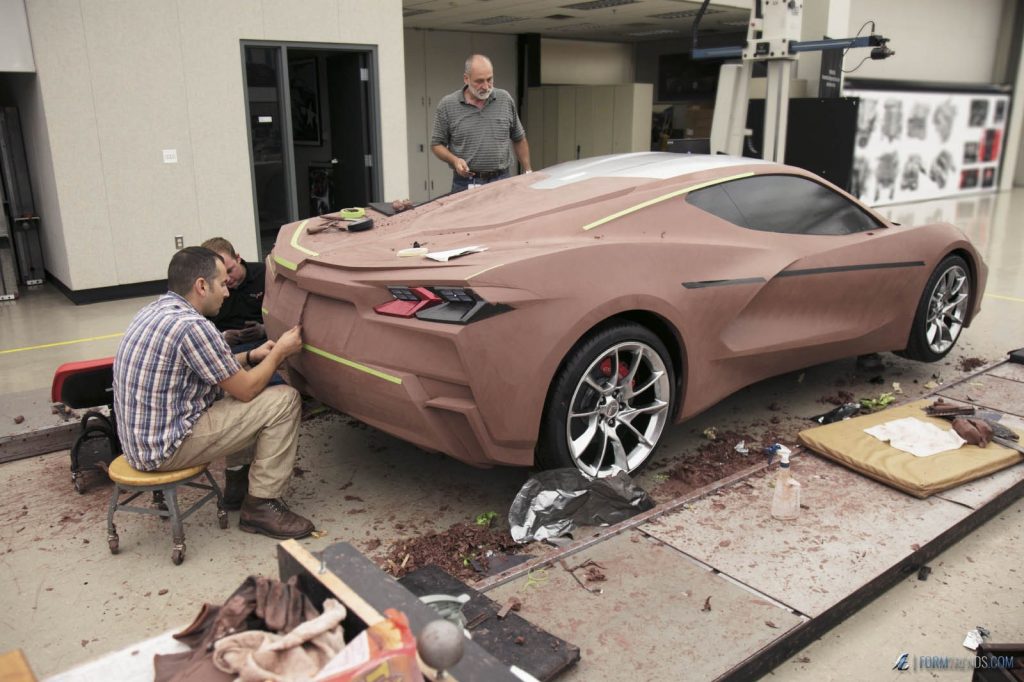 Full-scale clay model of the C8 Mid-Engine Corvette.