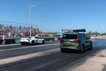 C8 and Jeep Trackhawk drag race