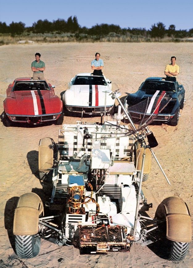 Apollo 15 astronauts and their corvettes
