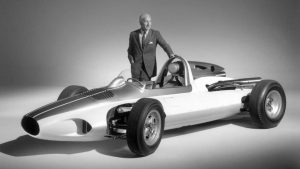 Zora Arkus-Duntov stands beside the CERV I, considered by many as the earliest mid-engine Corvette prototype. Duntov did not live to see the mid-engine Corvette become a reality, but his vision fueled its evolution for nearly sixty years!