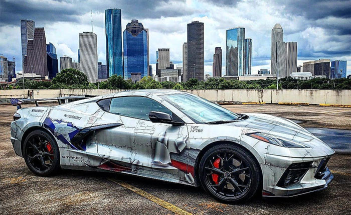 C8 Corvette with fighter jet wrap