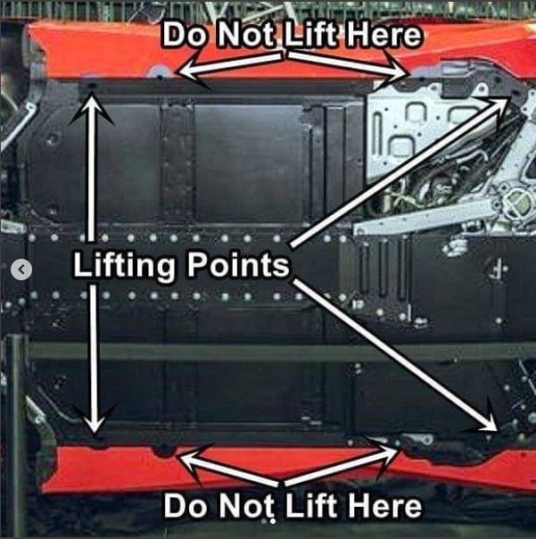Correct Corvette C8 lifting points