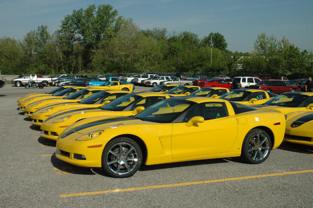 2008 Corvette ZHZ coupes awaiting final prep at Bob Hook Chevrolet in Lousville, KY.
