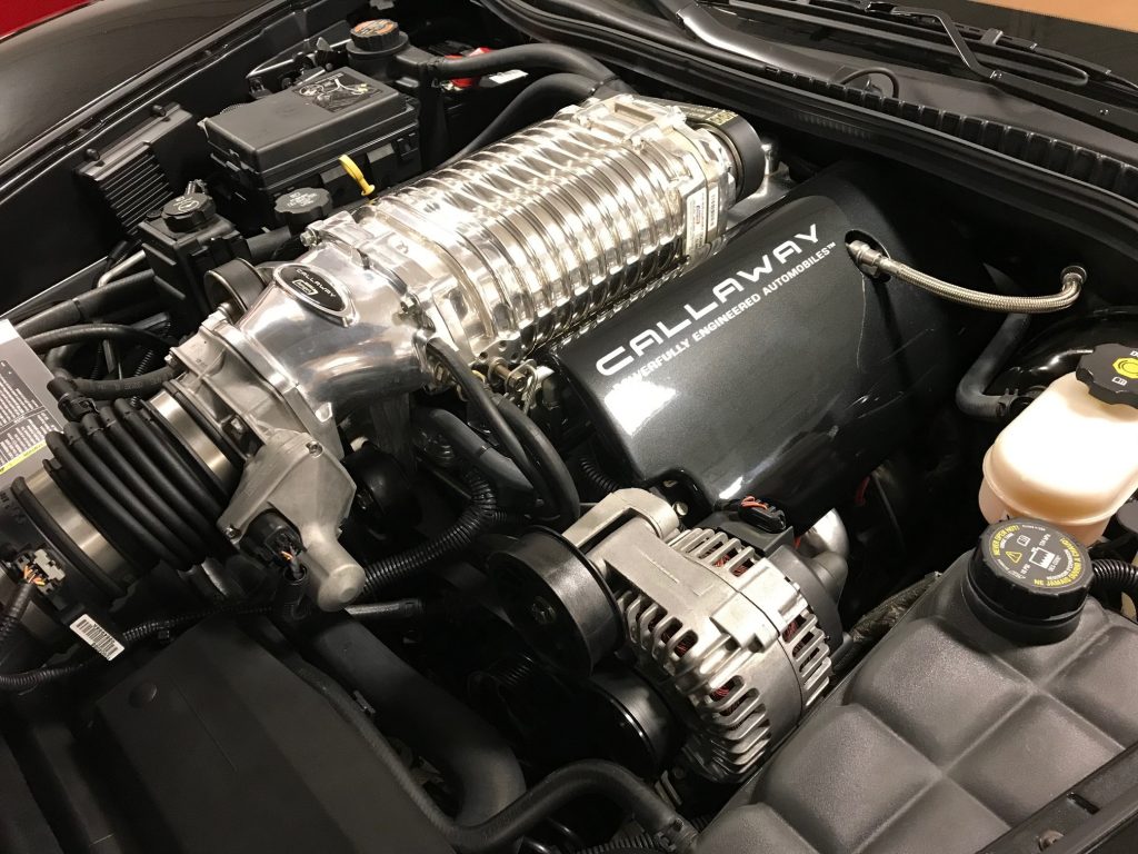 This 2007 LS2 engine features a number of modifications, including the addition of a Eaton/Magnuson roots-type supercharger.