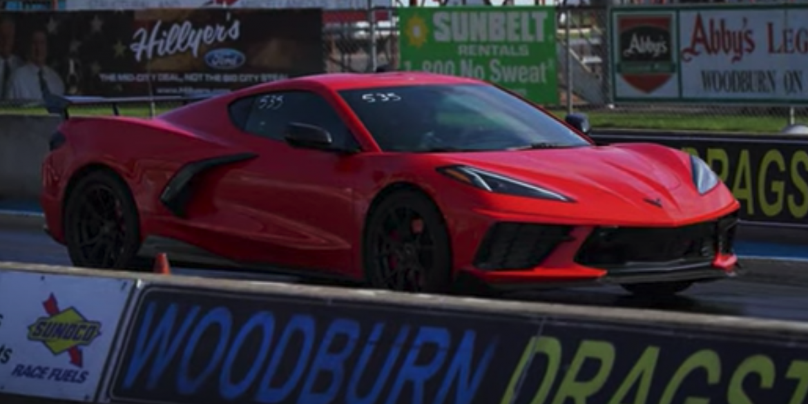 2020 Corvette at drag strip