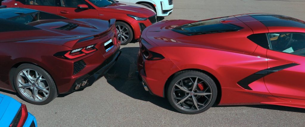 C8 Corvettes red mist metallic