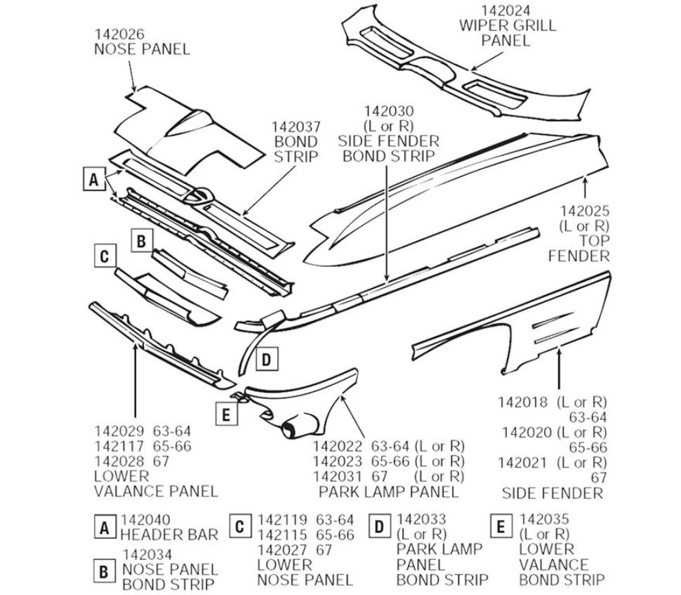 You can clearly see the location of some of the bonding strips from this parts catalog. It is worth taking the time to inspect all bonding strips to ensure they are in good condition.