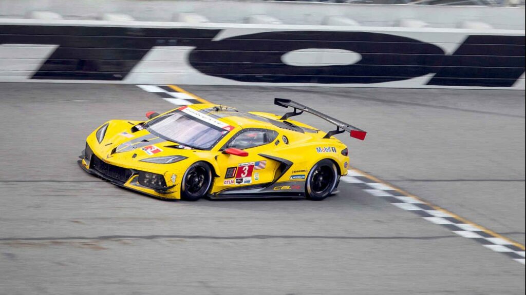 The No. 3 Corvette of Jordan Taylor and Antonio Garcia finishes first in GTLM class at the Rolex 24.