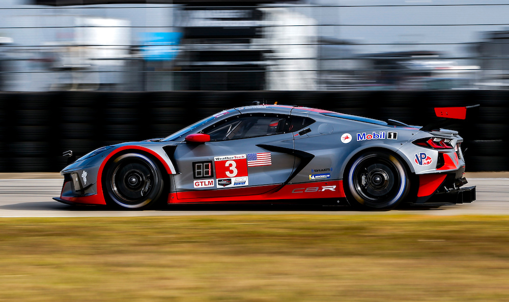 SEBRING INTERNATIONAL RACEWAY, UNITED STATES OF AMERICA - MARCH 18: #3 Corvette Racing Corvette C8.R, GTLM: Nicky Catsburg, Jordan Taylor, Antonio Garcia during the Sebring 12 Hours at Sebring International Raceway on March 18, 2021 in Sebring International Raceway, United States of America. (Photo by Jake Galstad / LAT Images)