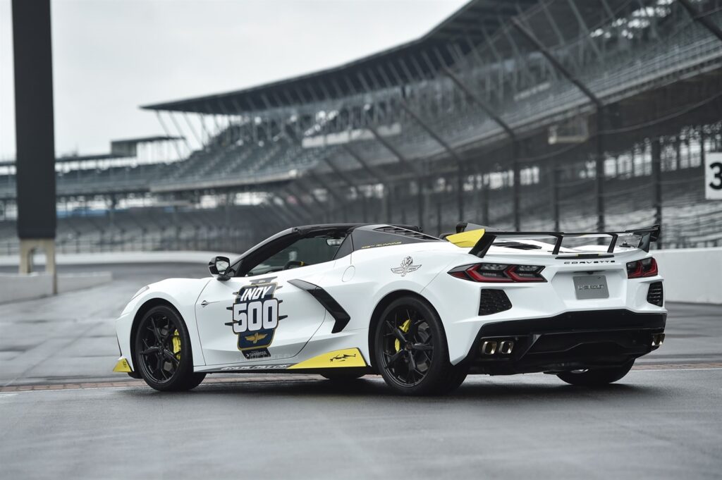 The 2021 Mid-Engine Corvette Stingray Hardtop Convertible will serve as the pace car of the 105th running of the Indianapolis 500.