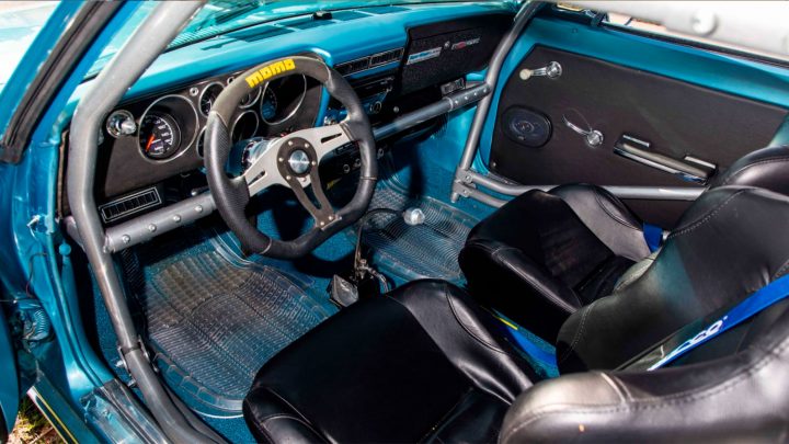 For a purpose-built racer, this 1965 Corvair's interior is well appointed, even if the majority of its drivetime will be on a 1/4 mile track.