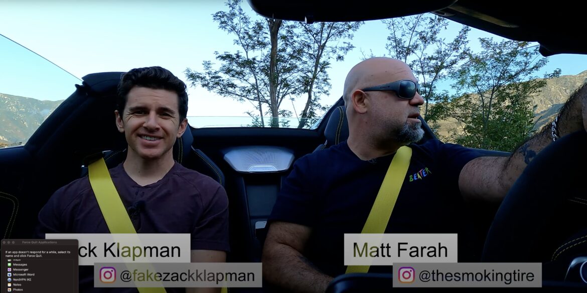 a view of Zack Kaplan and Matt Farah trying out the 2021 C8 Stingray Corvette 3LT