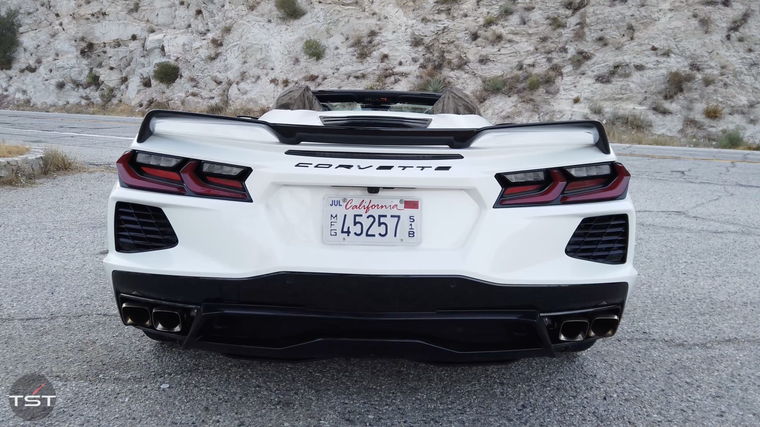 a rear view of the 2021 C8 Stingray Corvette 3LT