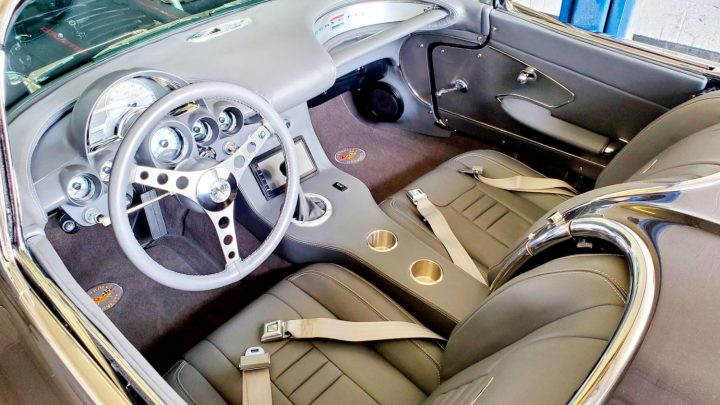 The interior of this 1961 Corvette Restomod is the perfect fusion of old and new.