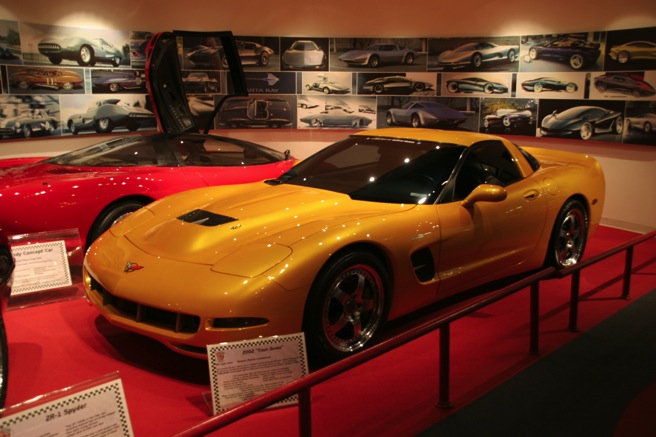 The 2001 Tiger Shark Corvette Concept on display at the National Corvette Museum in Bowling Green, Kentucky.