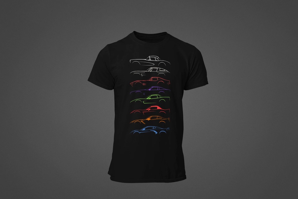 A Corvette Evolution shirt, available at 100MPH for $24.95 USD