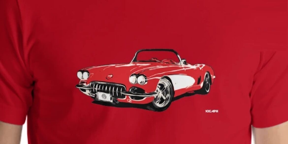 The 62 Corvette C1 shirt, available on 100MPH for $29.95 USD