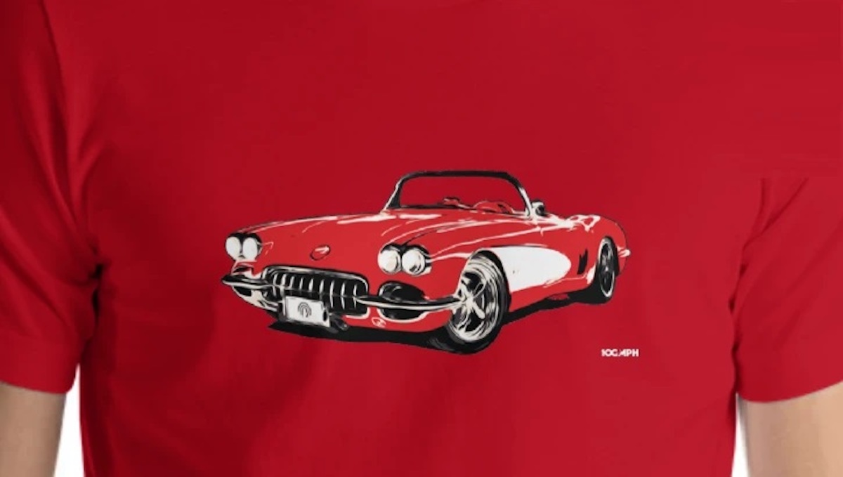 The 62 Corvette C1 shirt, available on 100MPH for $29.95 USD