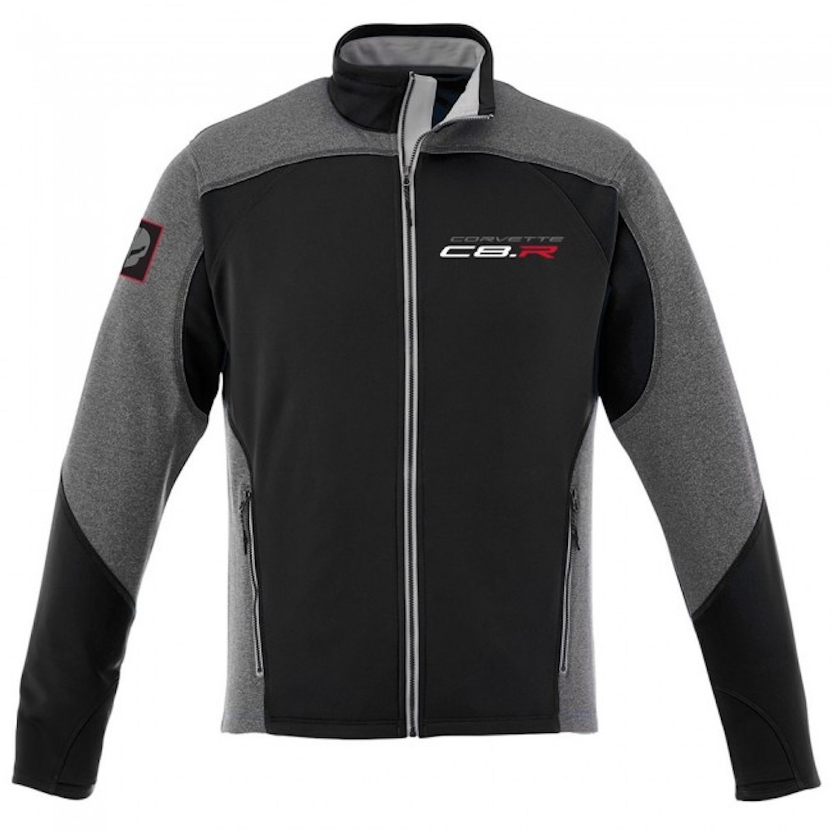 A view of a Corvette Racing C8.R Two-Tone “Jake” Jacket, available for $85.00 USD from the Official Corvette Racing Store