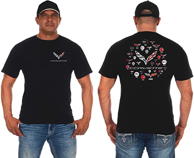 Front and back view of a corvette T-shirt