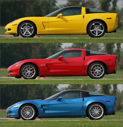 The 2009 Corvette coupe (top) was rated at a respectable 430 horsepower, the Z06 (middle) produced 505 horsepower, while the ZR1 (bottom) produced a blistering 638HP. While price was certainly affected by horsepower, it didn't sway consumers from going middle-or-top end when buying a new Corvette!