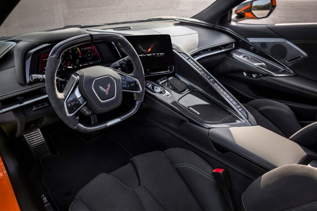 The interior of the 2023 Chevrolet Corvette Z06 features a massive assortment of available, premium materials.