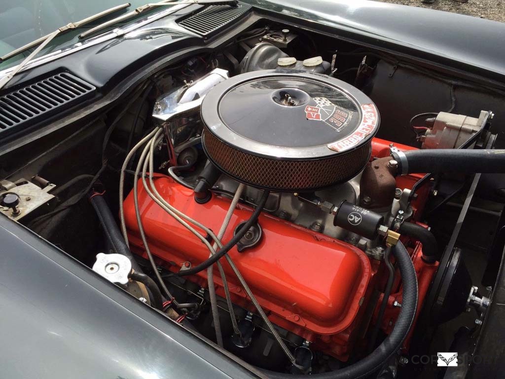 1965 396CI engine in open C2 Corvette hood