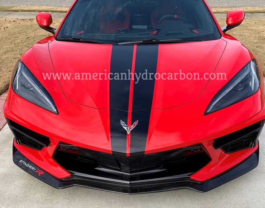 5VM Aero Front Splitter by American Hydrocarbon on red C8 Corvette