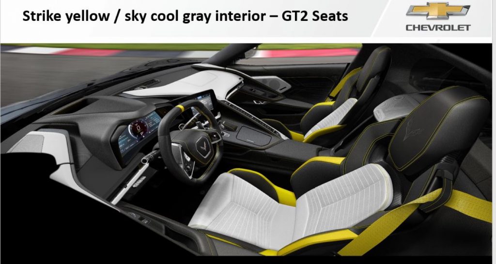 The 2021 model year introduced the new Sky Cool Gray / Strike Yellow interior color combination.