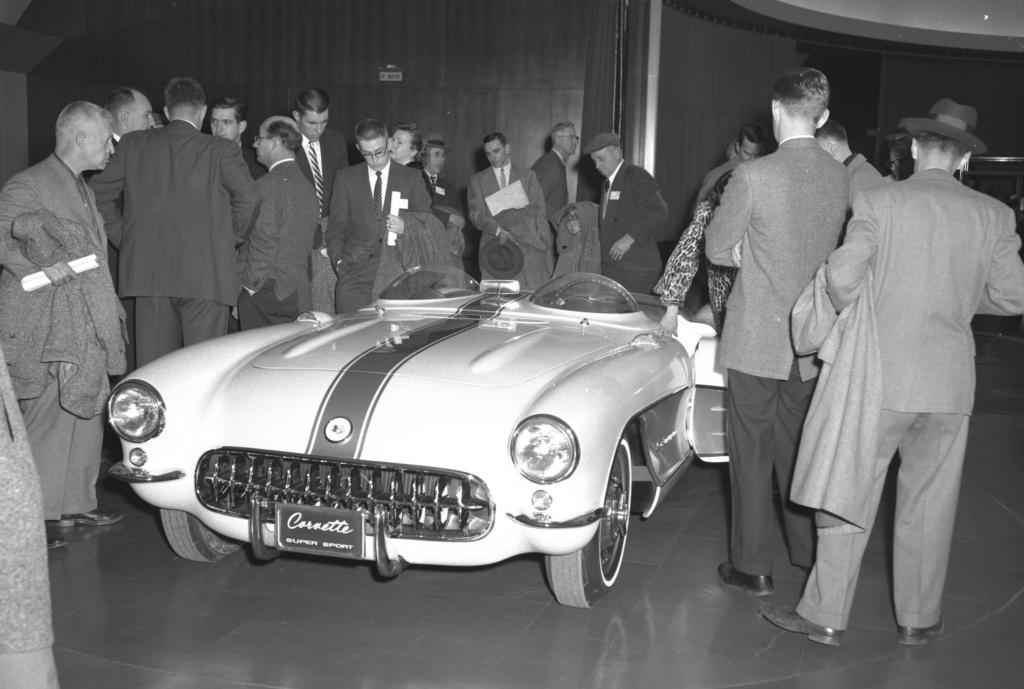 The 1957 Corvette Super Sport on display at one of its many stops along the 1957 Auto Show tour.
