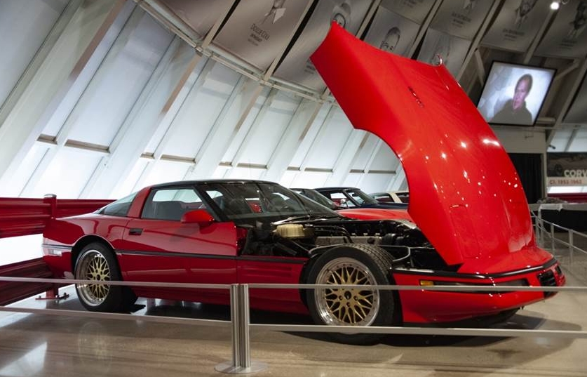The 1992 Corvette ZR-12 Falconer can be seen in the large rotunda at the National Corvette Museum.  