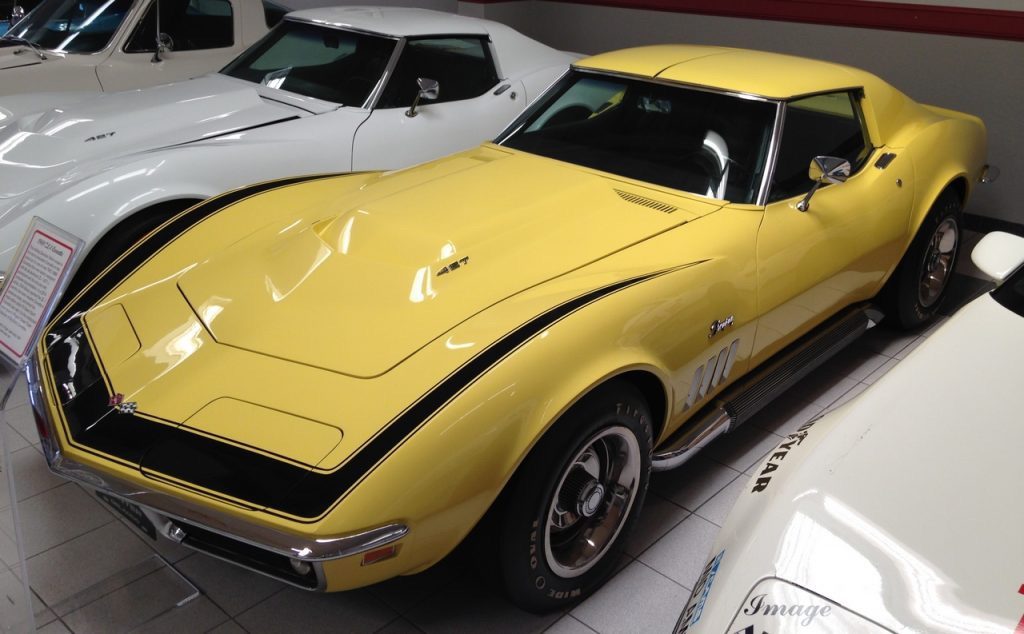 Yellow 1969 ZL1 Corvette on display at the National Corvette Museum