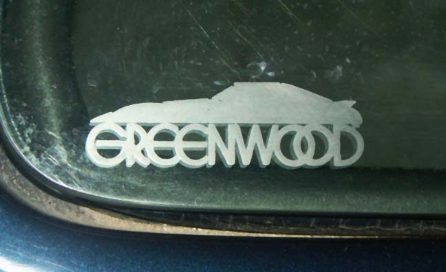 An original Greenwood Sportwagon can be identified by the "Greenwood" logo etched into the rear glass (as seen here.)