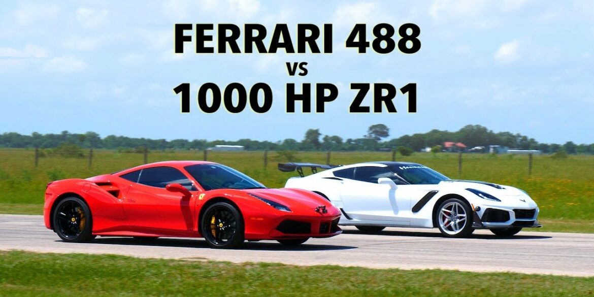 1000 HP Supercharged ZR1 Corvette vs 660 HP Ferrari 488 GTB