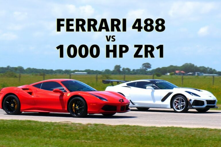 1000 HP Supercharged ZR1 Corvette vs 660 HP Ferrari 488 GTB