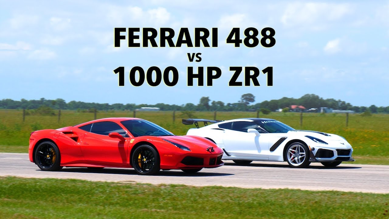 1000 HP Supercharged ZR1 Corvette vs 660 HP Ferrari 488 GTB