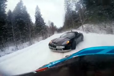 A C6 Corvette Z06 And A Toyota Supra Go Snow Drifting In Russia