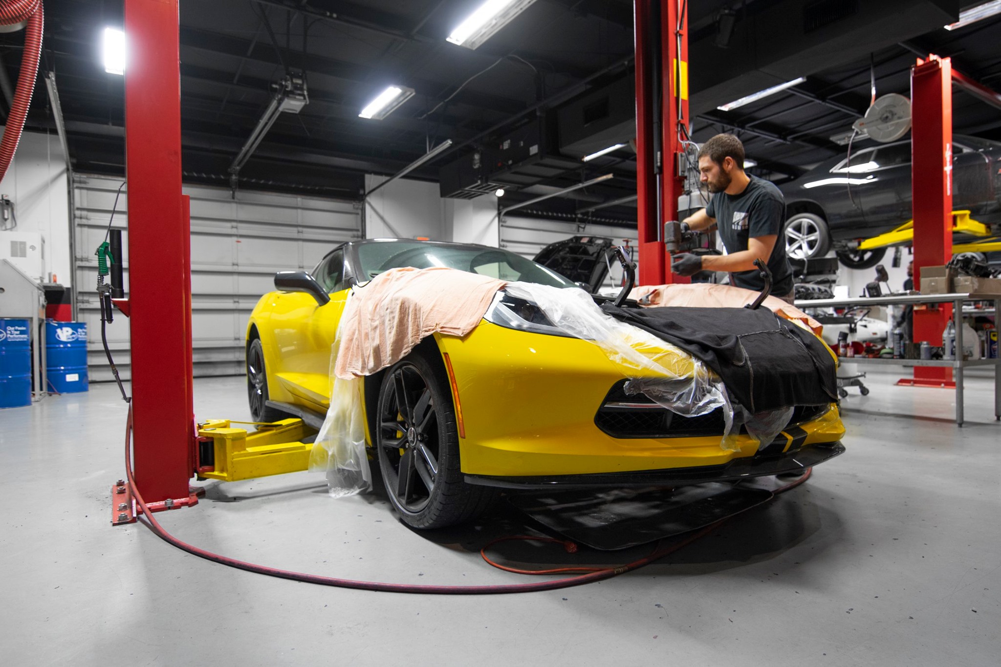 2016 Chevrolet Corvette in a workshop