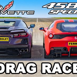 Drag Race: C8 Corvette Sting Ray vs Ferrari 458 Speciale