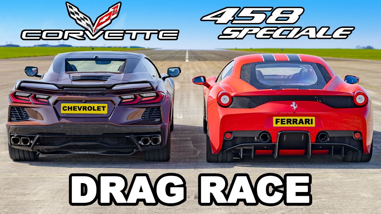 Drag Race: C8 Corvette Sting Ray vs Ferrari 458 Speciale