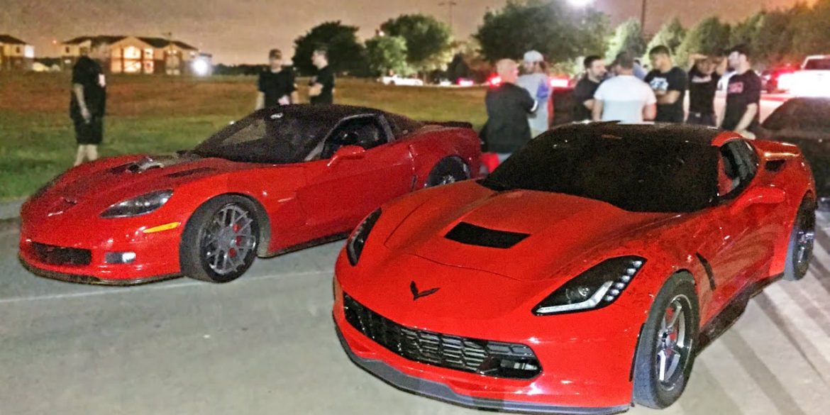 C6 Corvette Z06 vs C7 Corvette Stingray Wild Street Race