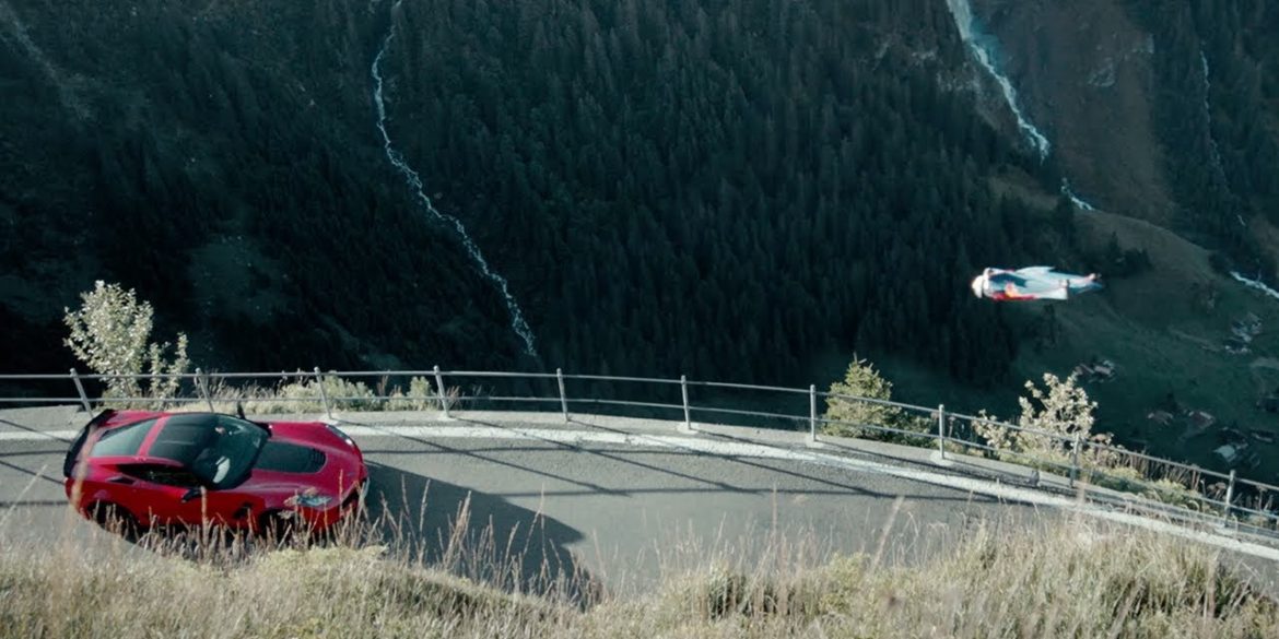 Corvette Z06 vs A Man In A Wingsuit