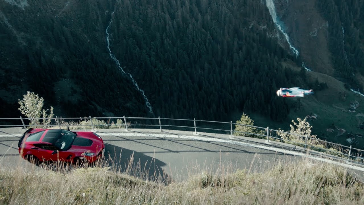 Corvette Z06 vs A Man In A Wingsuit