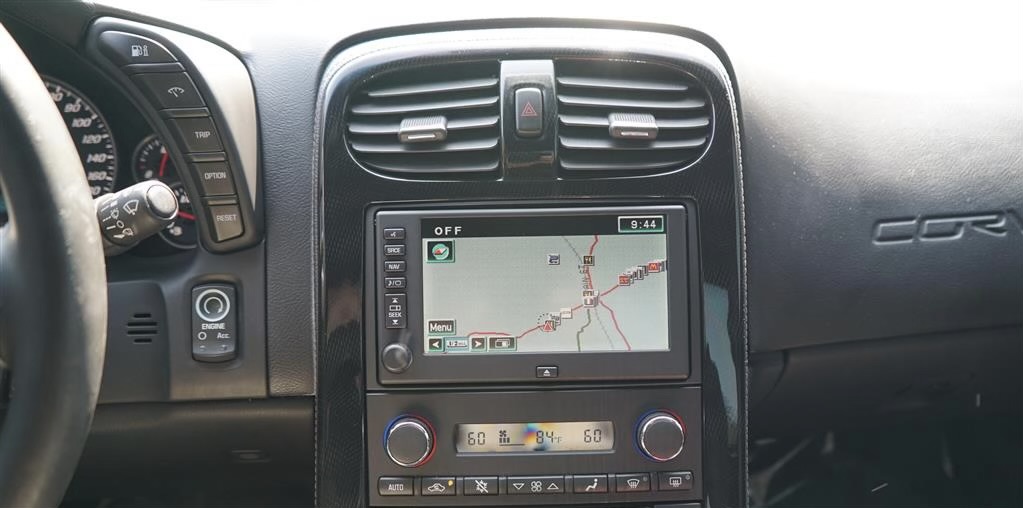The factory, in-dash navigation system in this 2008 Corvette Z06 was a $1750 upgrade that was available to consumers when ordering this car from the factory.