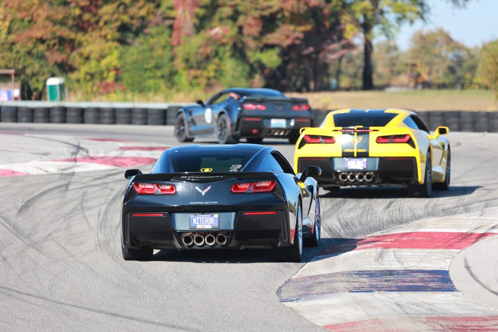 Cliff (2015 yellow Stingray) and I follow our driving instructor in his 2015 Grand Sport as we navigate some turns on the track. (Image courtesy of ABI Photography)
