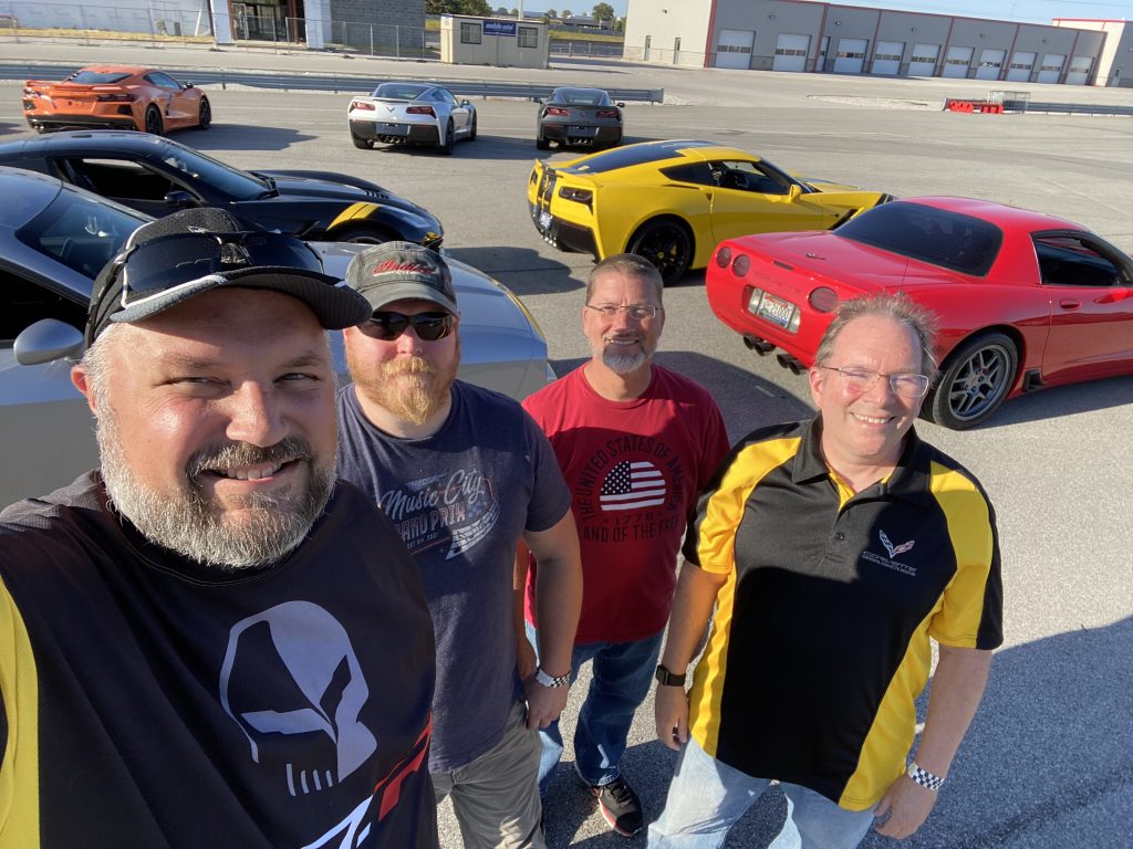 Wrapping up the day was bittersweet.  However, I am super proud of what our crew accomplished at this event.  Seen here (left to right) are me, Kevin, Billy, and Cliff, and our cars as we pack it in and head for home.