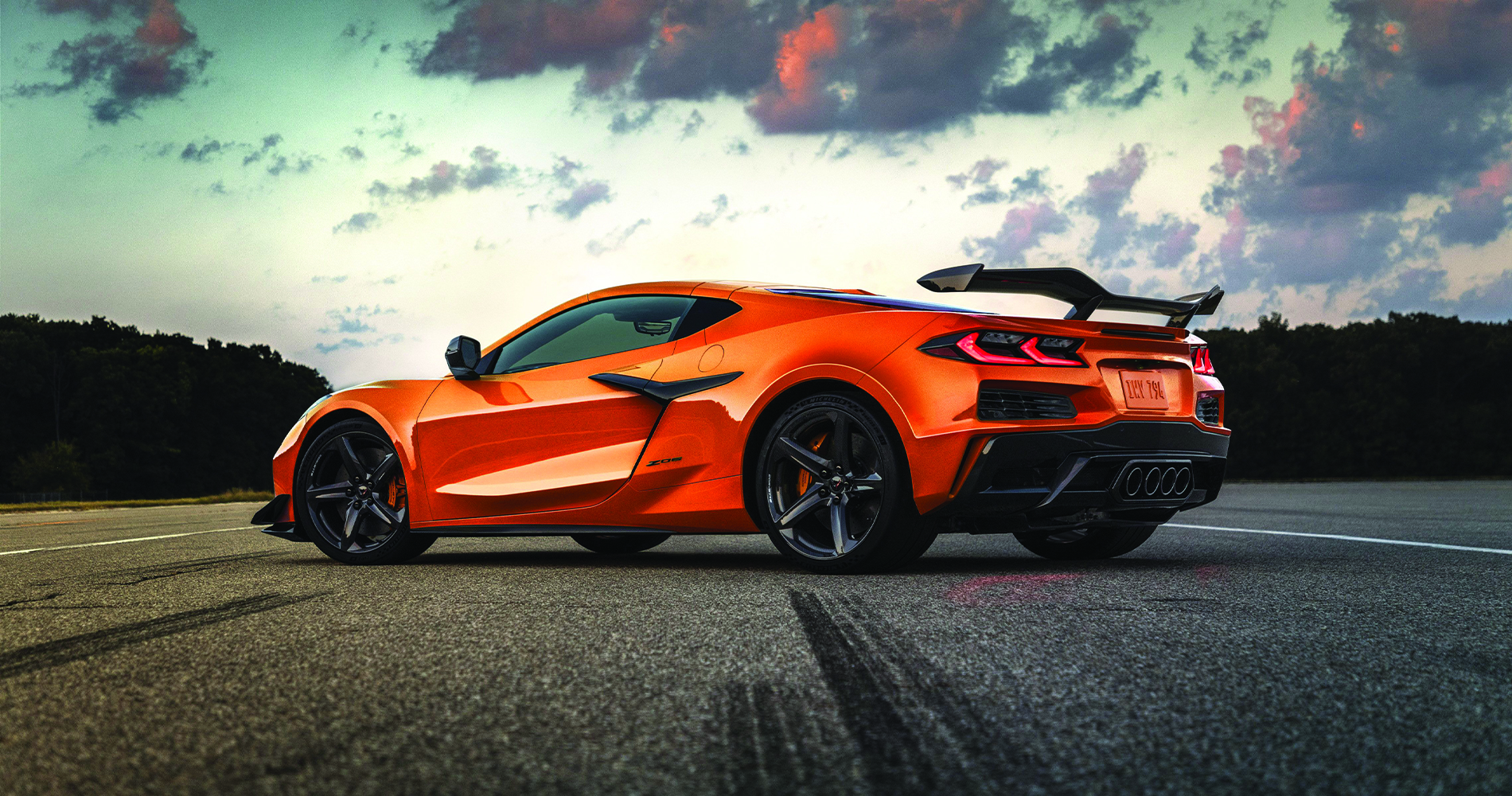 Orange C8 Corvette rear