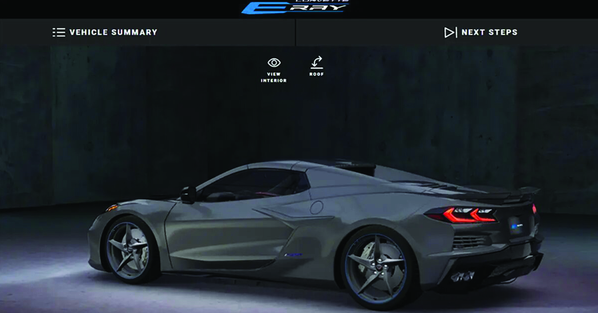 Screenshot of the leaked hybrid C8 Corvette being configured on Chevy's website.