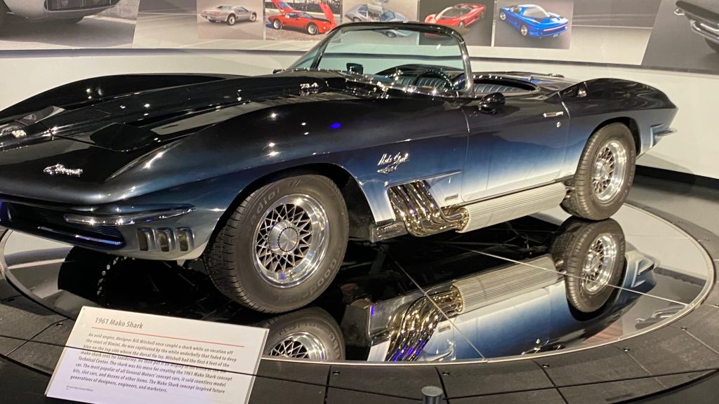 Designed by Larry Shinoda under the direction of Bill Mitchell, the 1961 Mako Shark introduced many of the most iconic styling elements found on the second-generation Corvette Stingray first introduced by Chevrolet in 1963.