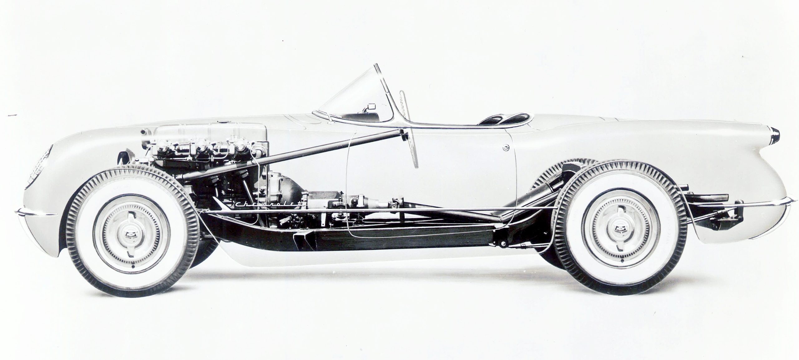 Based on the photo of the chassis, this transparent view of the completed car was created.